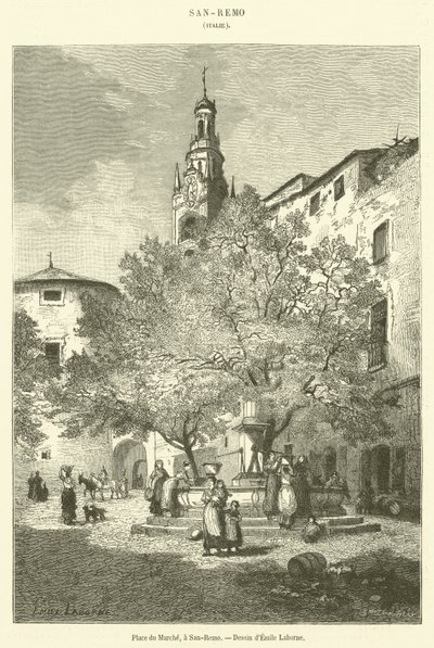 Rynek, w San-Remo (rycina) autorstwa French School