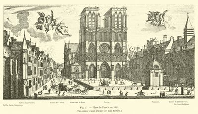 Place du Parvis w 1650 r., Faksymile ryciny Van Merlen autorstwa French School
