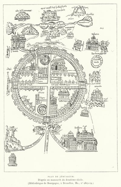 Plan De Jerusalem (rycina) autorstwa French School