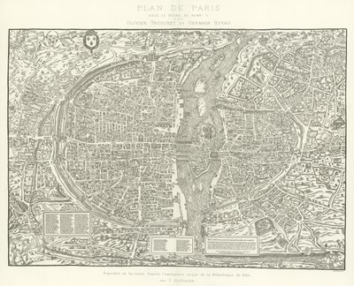 Mapa Paryża pod panowaniem Henryka II autorstwa Oliviera Truscheta i Germaina Hoyau autorstwa French School