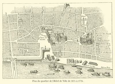 Plan dzielnicy Hotel de Ville z lat 1675-1778 autorstwa French School