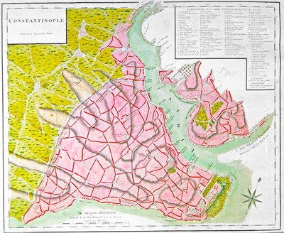 Plan Konstantynopola (ręcznie kolorowany grawerunek) autorstwa French School