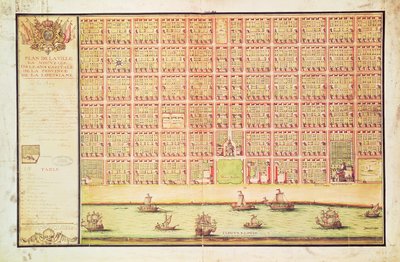 Plan Nowego Orleanu, 1738 (wc na papierze) autorstwa French School