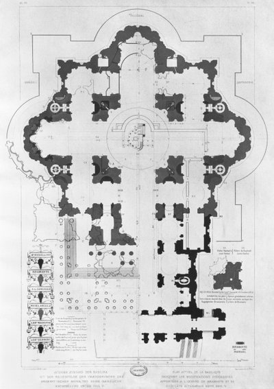 Plan Bazyliki Świętego Piotra autorstwa French School