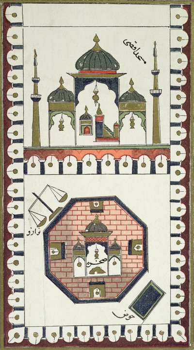 Plan meczetu Al-Aksa i Qubbat Al-Sakhra (Dome of the Rock), po arabskim rękopisie z XVIII wieku autorstwa French School
