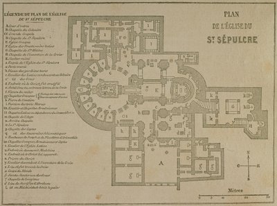 Plan kościoła Grobu Świętego w Jerozolimie autorstwa French School