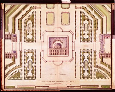 Plan Grand Terrasse zamku de Marly, 1714 autorstwa French School