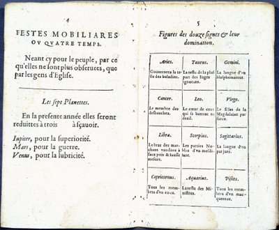 Planety i znaki astrologiczne potraktowane humorystycznie – w „Almanach pour le temps passe” Jeana Guerina autorstwa French School