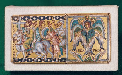 Tablica przedstawiająca Herakliusza (ok. 575-641) i Wizję Ezechiela, Szkoła Mosane (malowana emalia) autorstwa French School