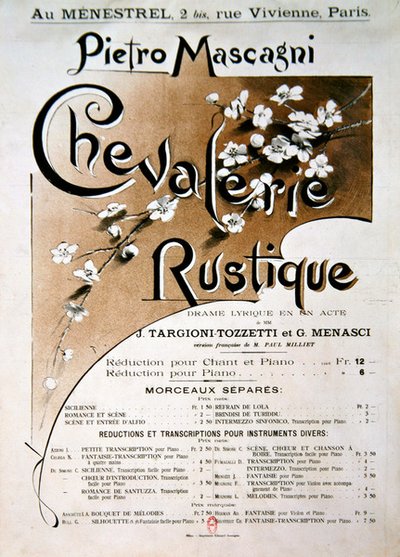 Afisz do opery Chevalerie Rustique Pietro Mascagni (1863-1945) autorstwa French School