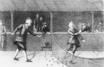 Gra w Jeu de Paume w Paryżu (grafika) autorstwa French School