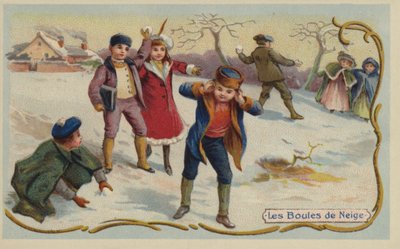 Granie śnieżkami (chromolitho) autorstwa French School