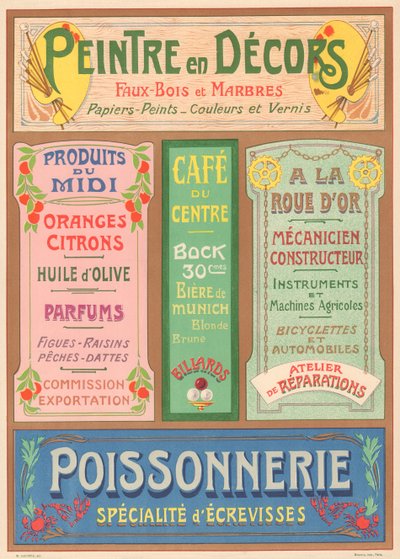 Plche nr 23: Modele oznakowania dla malarza listów w stylu Art Nouveau (Malarz w zestawach). autorstwa French School