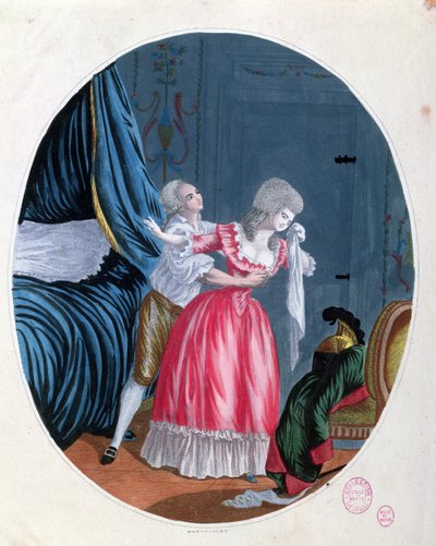 Bezsensowne żale, koniec XVIII w. (kolorowe grawerowanie) autorstwa French School