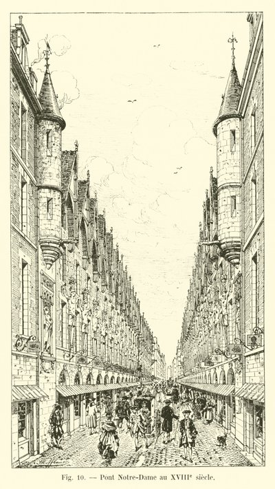 Most Notre-Dame w XVIII wieku autorstwa French School