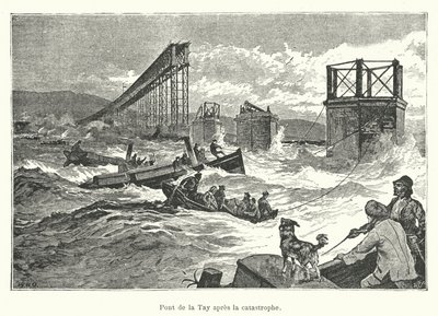 Tay Bridge po katastrofie (ryty) autorstwa French School