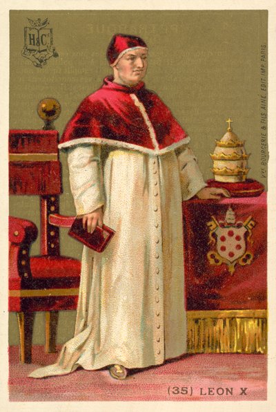 Papież Leon X (chromolitho) autorstwa French School