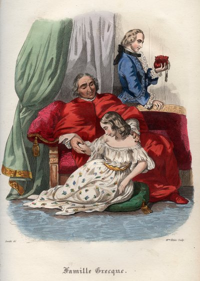Papież Pius VI (Pie, Pio) (1717-1799) uwodzi młodą kobietę autorstwa French School