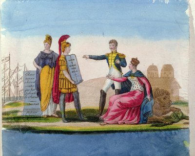 Popular Imagery na cześć Bolivara, ok. 1820-30 (kolorowe grawerowanie) autorstwa French School