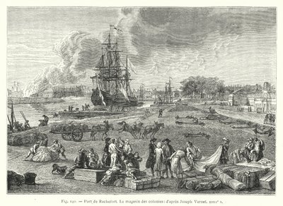 Port Rochefort, sklep kolonialny; wg Josepha Verneta XVIII w. (rycina) autorstwa French School