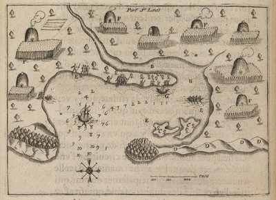 Port St. Louis, „Les Voyages du Sieur de Champlain…” Samuel de Champlain autorstwa French School