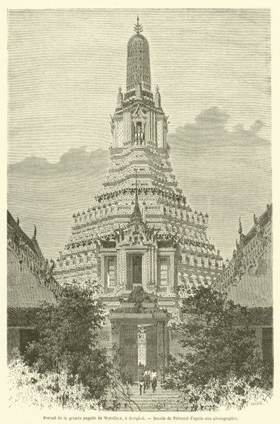 Portal wielkiej pagody Wat-Chan w Bangkoku (rycina) autorstwa French School