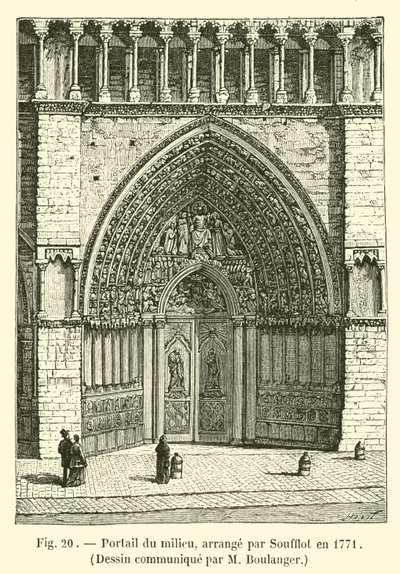 Portal środkowy, zaaranżowany przez Soufflot w 1771, Rysunek przekazany przez M Boulanger autorstwa French School