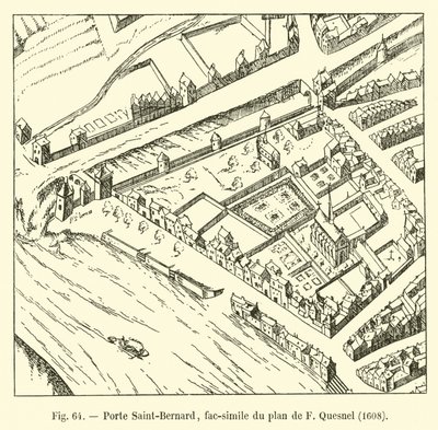 Porte Saint-Bernard, faksymile planu F. Quesnela, 1608 autorstwa French School