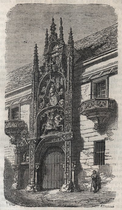 Drzwi Pałacu Książęcego Nancy (Pałac Książąt Lotaryngii) (1502-1512) - grawerowanie w „Histoire de France” Victora Duruy (1811-1894) - 1882 autorstwa French School