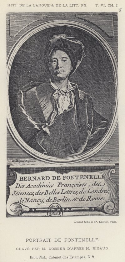 Portret Fontenelle (lito) autorstwa French School