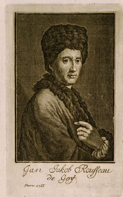 Portret Jeana Jacquesa Rousseau (1712-1778). Praca anonimowa, rycina 1766. Sztuka francuska autorstwa French School