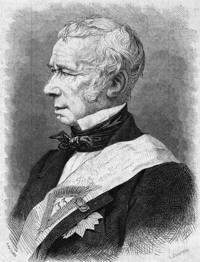 Portret Jeana Ponsa Guillaume Viennet (1777-1868), francuskiego polityka, poety i dramaturga, członka Academie Francaise. Grawer w „Le Monde Illustre” nr 586 z 4 lipca 1868 r. autorstwa French School