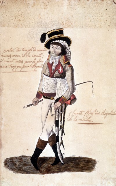 Pełnowymiarowy portret Francois Athanase (Francois-Athanase) de Charette de la Contrie (1763-1796), rojalistycznego przywódcy Wandei - Dobrée Museum, Nantes autorstwa French School