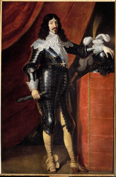 Portret u stóp Ludwika XIII (1601-1643) w zbroi Obraz szkoły francuskiej z XVII wieku. Musee du chateau de Chambord - Portret Ludwika XIII (1601-1643) w zbroi na całej długości. Obraz Szkoły Angielskiej z XVII wieku. Muzeum autorstwa French School