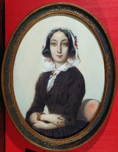 Miniatura portretowa George Sand (1804-76) ok. 1840 autorstwa French School