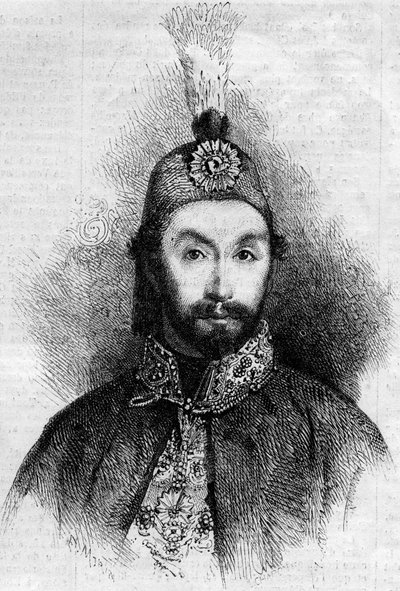 Portret Abdulmecita I (Abdul-Medjid-Khan, Abdul Medjid Khan) (1823-1861), sułtana Imperium Osmańskiego. Grawer w „”Le Monde Illustré””n°221 z dnia 6 lipca 1861 r. autorstwa French School