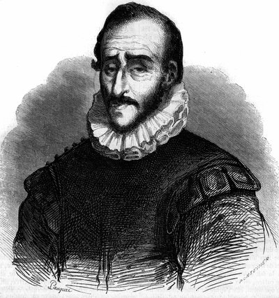 Portret Adama de Craponne (1526-1576), francuskiego inżyniera. Grawerowanie w „”Malowniczym sklepie”” autorstwa French School