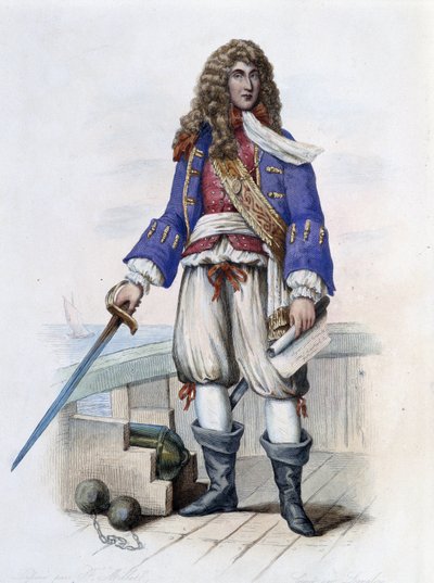 Portret admirała Anne Hilarion de Costentin (Cotentin), hrabiego Tourville (1642-1701) - w „Le Plutarque francais”, autorstwa Mennechet, Paryż autorstwa French School