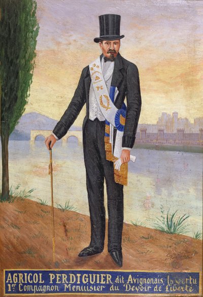 Portret Agricola Perdiguiera znanego jako Avignon, stojącego nad brzegiem Rodanu w Awinionie, ok. 1860-65 autorstwa French School