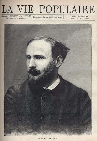 Portret Alberta Delpita (1849-1893), powieściopisarza i dramaturga. Grawerowanie w „La vie populaire”” autorstwa French School