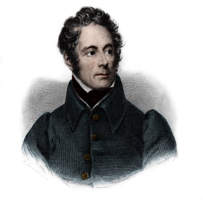 Portret Alphonse de Lamartine (1791-1869), francuskiego pisarza, poety i polityka. w „Księdze mówców” Louisa de Cormenina Timona. 1842. Kolekcja prywatna. autorstwa French School