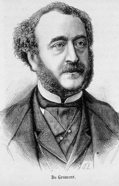 Portret Antoine Agenora, księcia Gramont, francuskiego dyplomaty i polityka (1819 - 1880) - w „Historii Francji” Henri Martina autorstwa French School