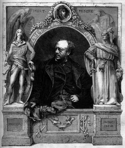 Portret Antoine Augustina Preault (1809-1879), francuskiego rzeźbiarza. Grawerowanie w „” Świat Ilustrowany”” nr 1139 z 25 stycznia autorstwa French School