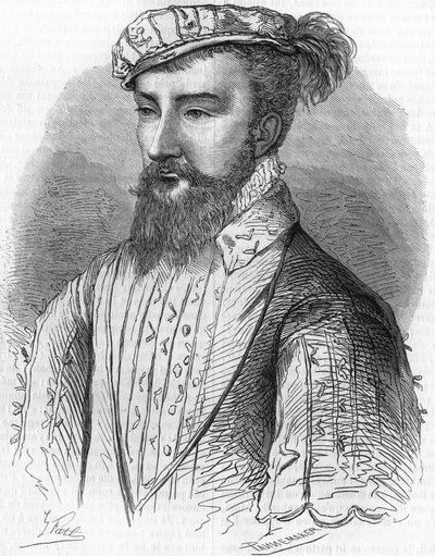 Portret Antoine de Bourbon (1518-1562), króla Nawarry i ojca króla Henryka IV. W „”Popularnej historii Francji””, bd. ok. 1885 r. Grawerowanie. autorstwa French School