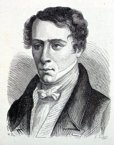 Portret Augustina Fresnela (1788-1827), francuskiego fizyka - w „Albumie nauki”; wybitni naukowcy; Wielkie odkrycia”” 1896. autorstwa French School