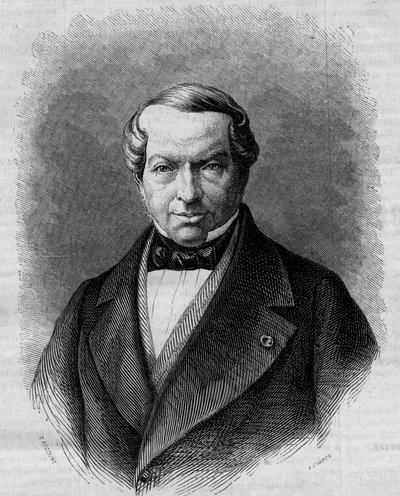 Portret barona Jamesa de Rothschild (1792-1868), niemieckiego bankiera. Grawer w „”Le Monde Illustré””n°298 z 27 grudnia 1862 r. autorstwa French School