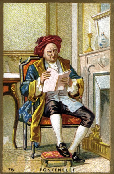Portret Bernarda Le Bouyera (Le Bovier) autorstwa Fontenelle (1657-1757). Chromolitografia z końca XIX wieku. autorstwa French School