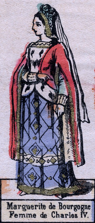 Portret Blanche z Burgundii (ok. 1296-1326), żony Karola IV Francji. (dynastia Kapetyńska). Ilustracja z końca XIX wieku. autorstwa French School