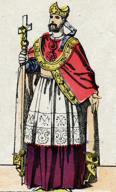 Portret Bonifacego (v.675-754), arcybiskupa Moguncji, który ewangelizował Niemcy i zreorganizował Franc Clerge. autorstwa French School