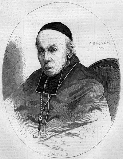 Portret kardynała Alexisa Billieta (1783-1873), arcybiskupa Chambery, Savoie (73). Grawerowanie w „” Ilustrowany Świat”” nr 239 z 9 listopada autorstwa French School